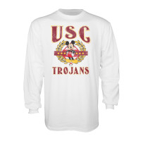 USC Trojans Men's Disney White Olive Mickey Basic Long Sleeve T-Shirt